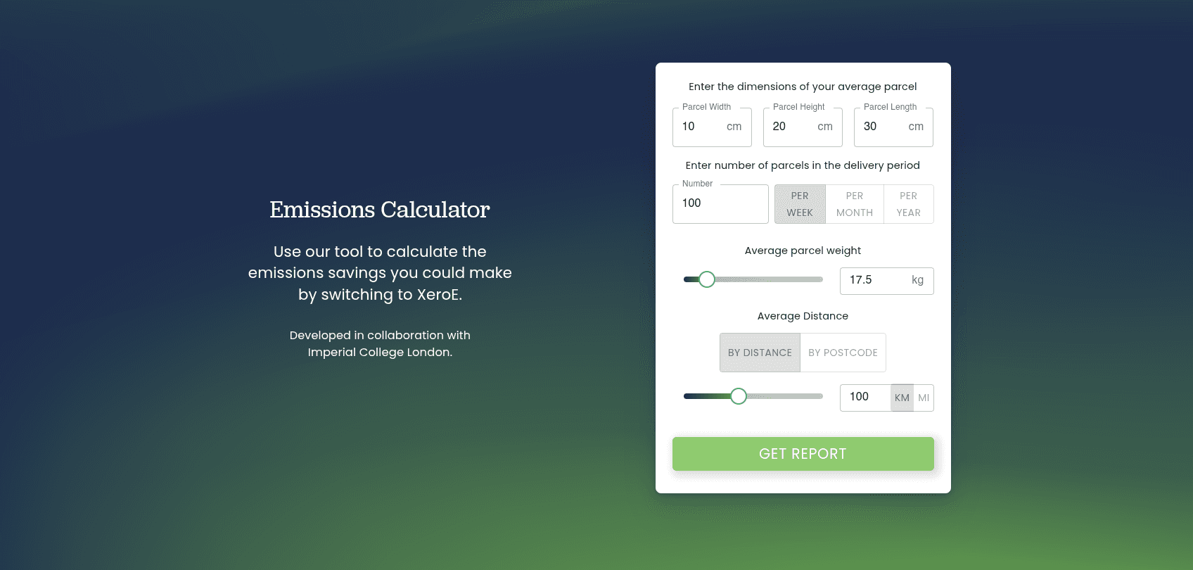 XeroE Emissions Calculator Report
